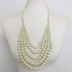 CAROLEE Faux Pearl chunky multi layer Necklace NWT
